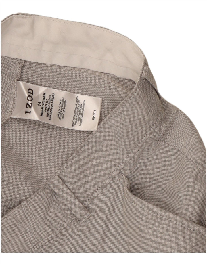 Calças chino retas Izod Boys 13-14 anos W25 L27 algodão cinza