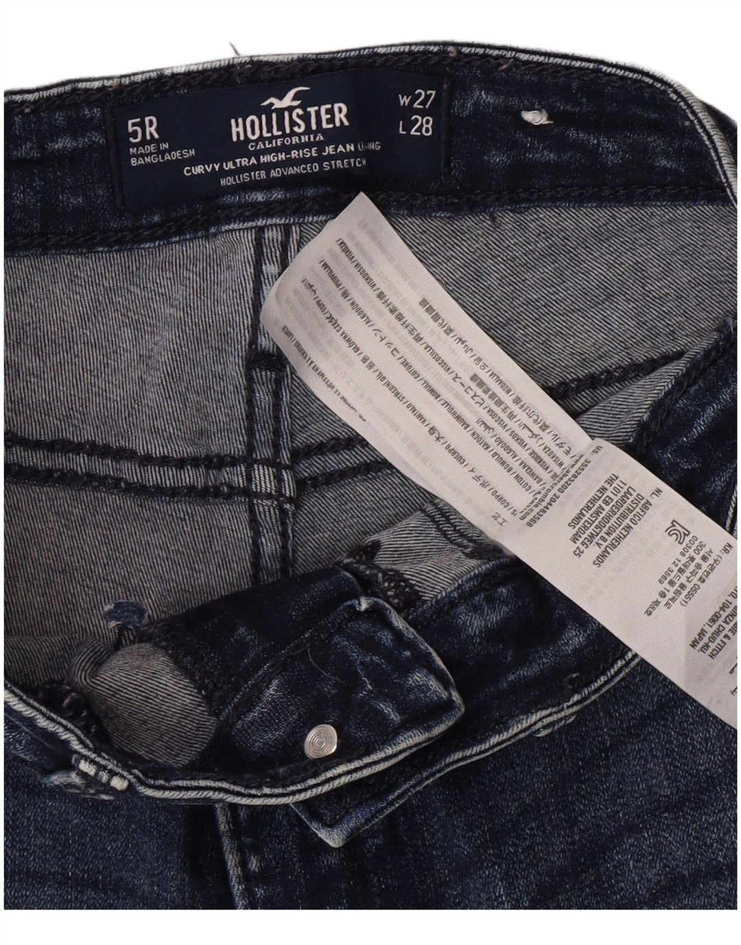 HOLLISTER Jeans feminino curvilíneo cintura alta skinny US 5 pequeno W27 L28 azul