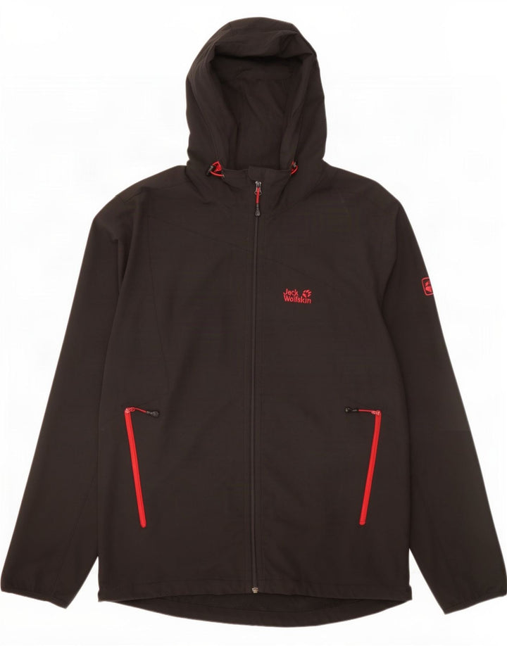 Jaqueta masculina com capuz Jack Wolfskin UK 48 2XL poliéster preto