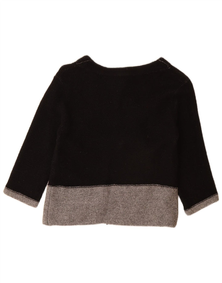 Suéter cardigã feminino Fred Perry manga 3/4 UK 10 pequeno bloco colorido preto