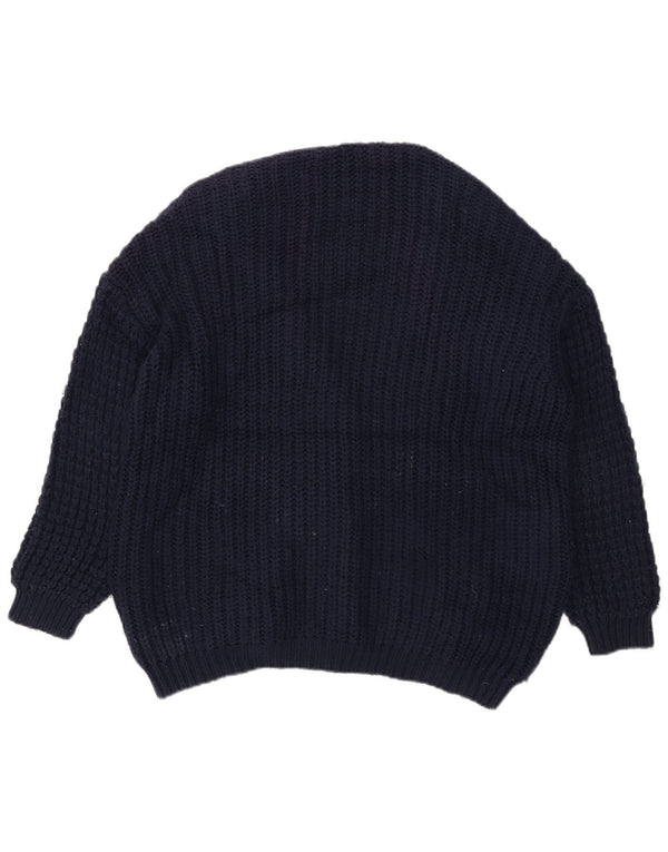 Suéter cardigã feminino superdimensionado Topshop Reino Unido 10 pequeno azul marinho acrílico