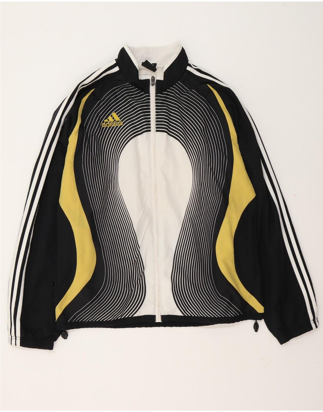 Adidas Mens Tracksuit Top Jacket UK 42/43 Grande Preto Colorblock Poliéster