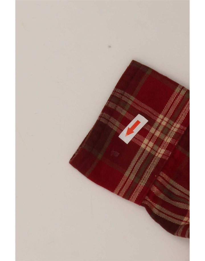 Camisa de flanela feminina Timberland Reino Unido 14 algodão xadrez vermelho médio