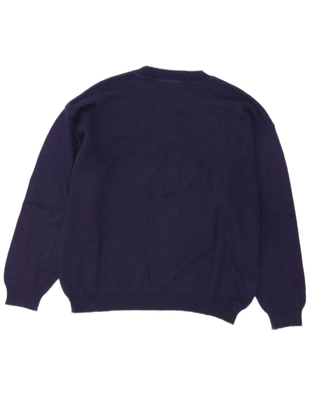 Suéter masculino com gola redonda COMPASS CARD, grande lã azul marinho