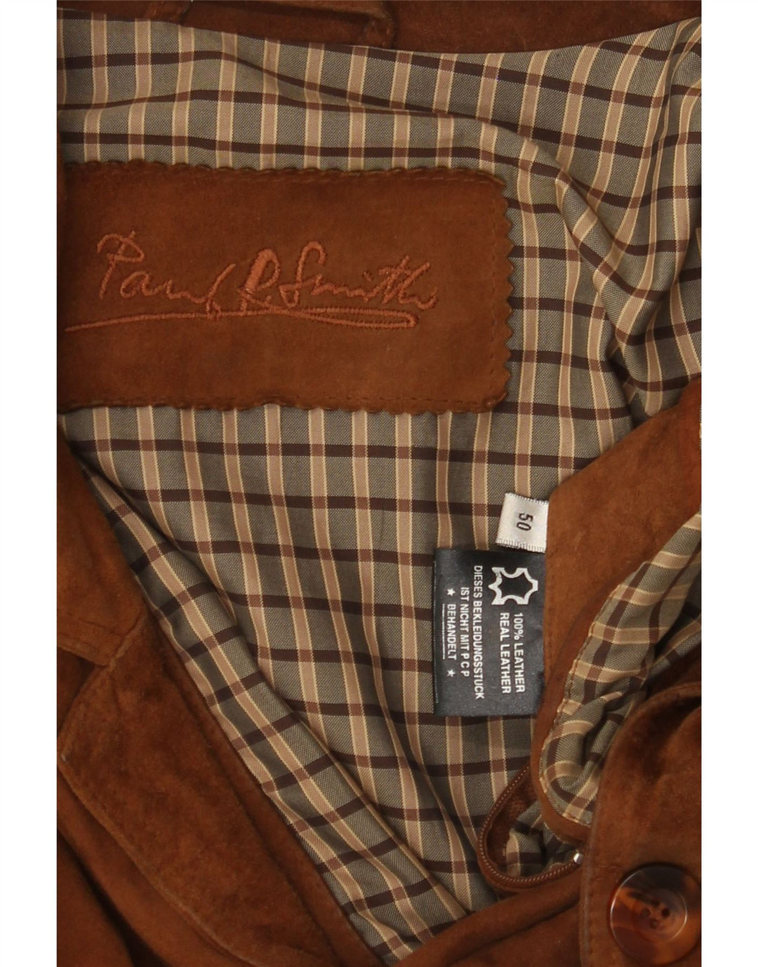 Jaqueta masculina de camurça PAUL SMITH IT 50 grande couro marrom