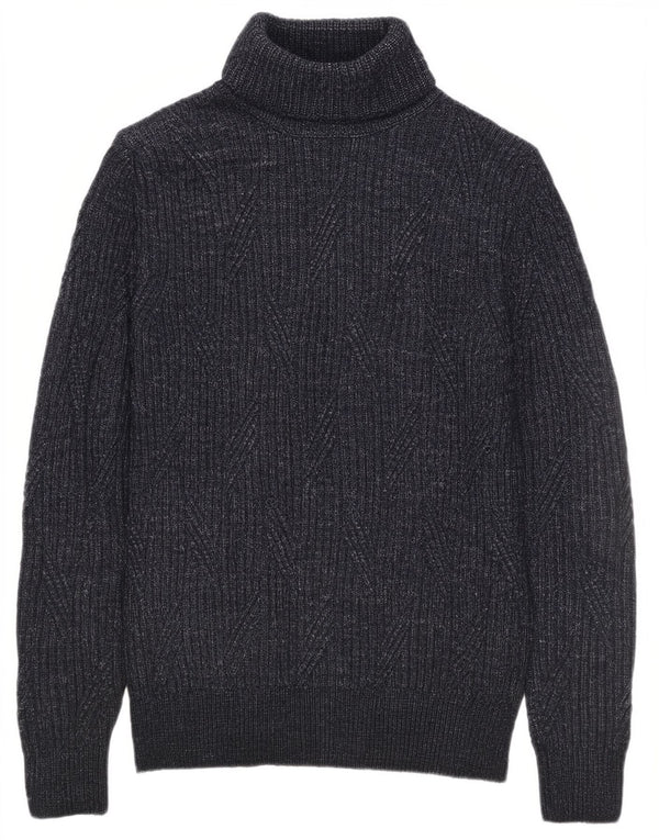 Marks & Spencer Mens Roll Neck Jumper Sweater Medium Navy Blue Flecked