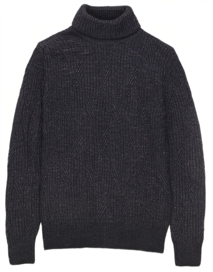 Suéter masculino Marks & Spencer com gola redonda, azul marinho médio manchado