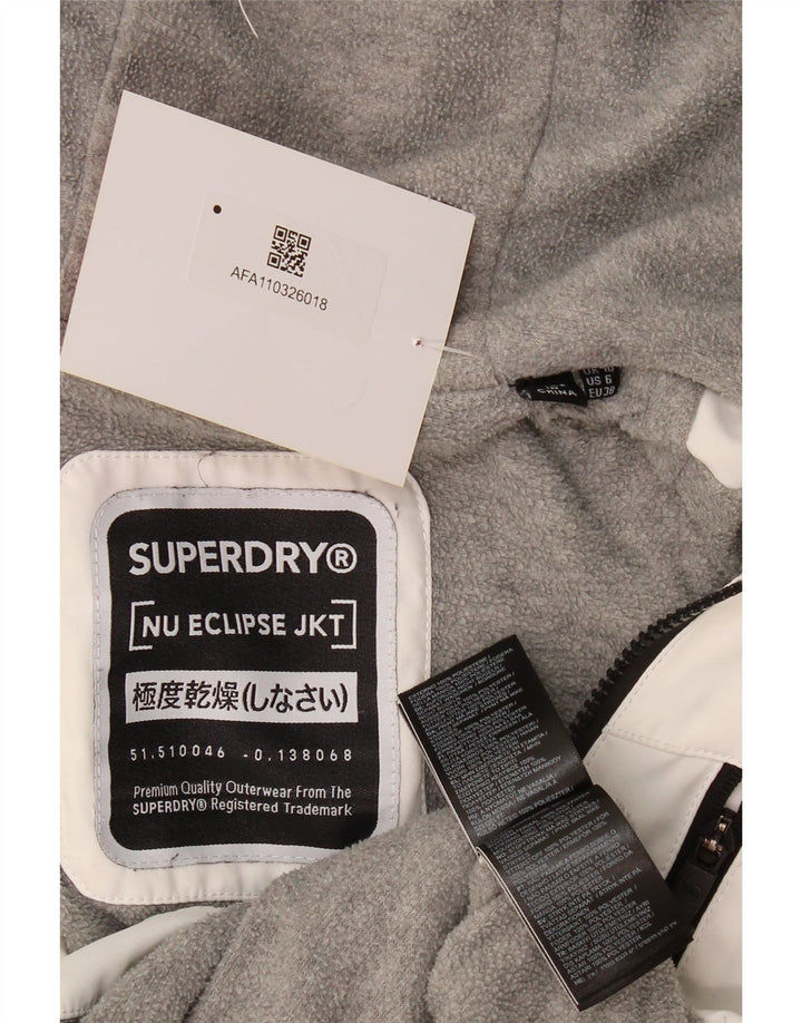 Jaqueta corta-vento superdimensionada com capuz feminino Superdry Reino Unido 10 pequeno branco