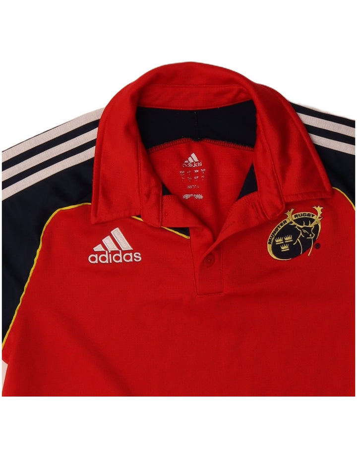 ADIDAS Mens Munster Rugby Graphic Polo Shirt Medium Red Colourblock