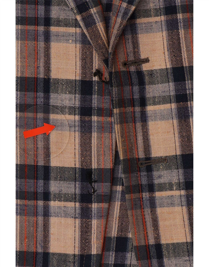 Vintage Mens Open Blazer Jacket IT 46 Pequeno xadrez multicolorido