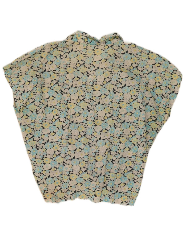Blusa feminina vintage folgada IT 44 média floral multicolorida