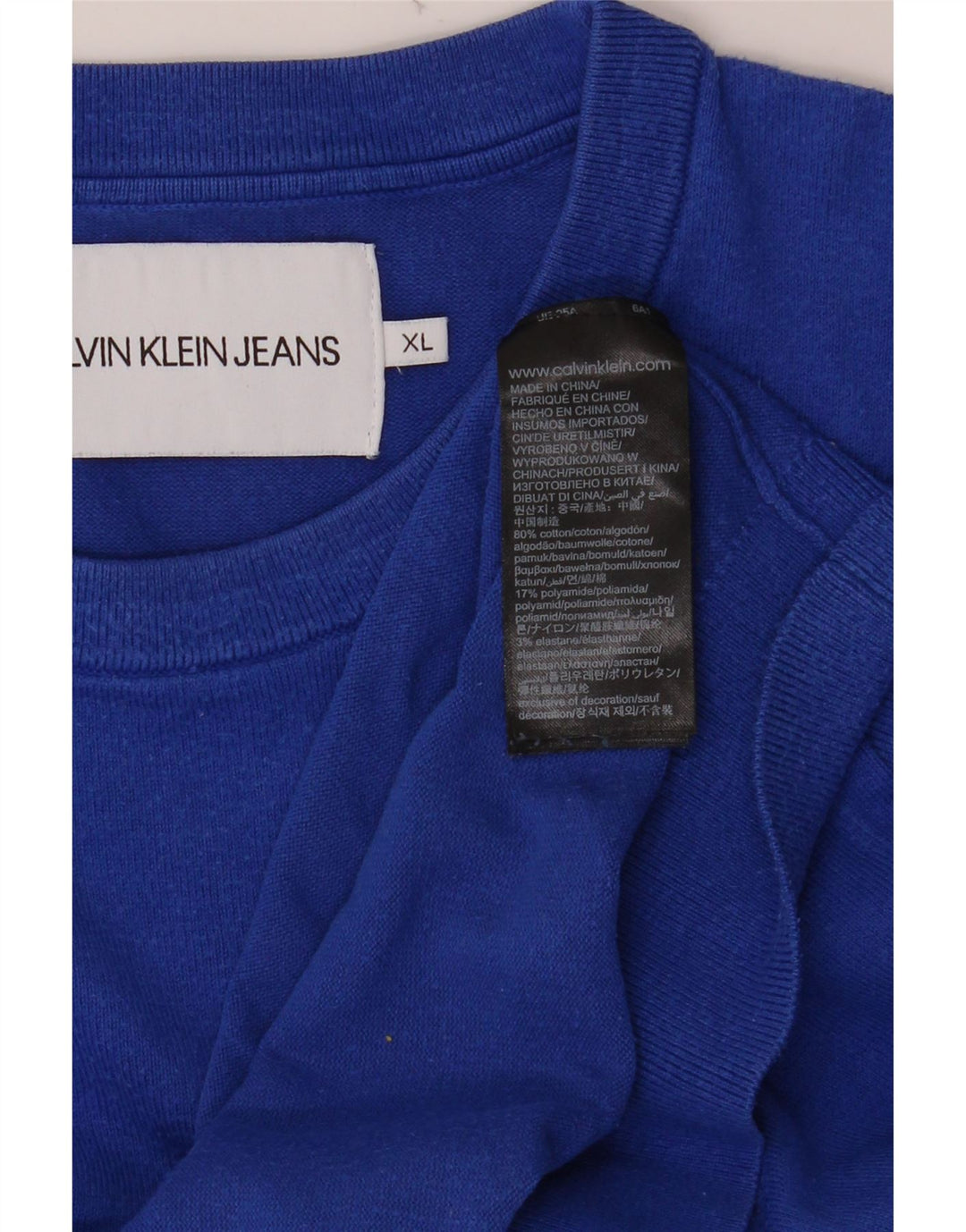 CALVIN KLEIN JEANS Suéter masculino com gola redonda XL algodão azul
