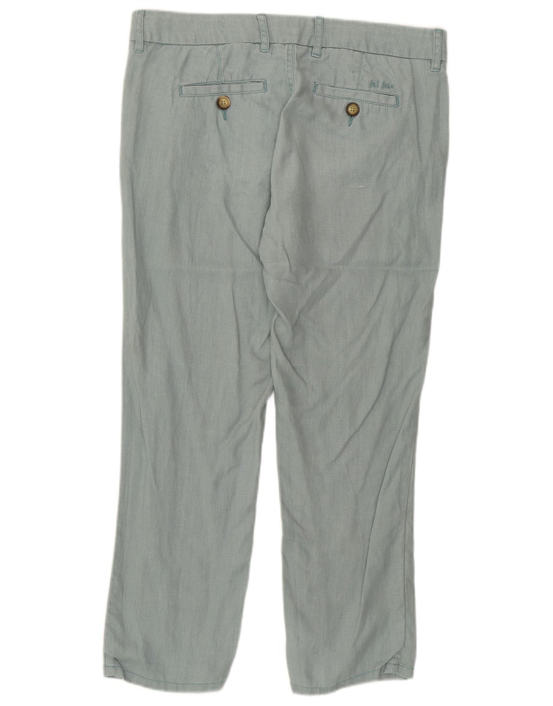 Calça feminina casual reta FAT FACE Reino Unido 10 pequena W32 L25 linho verde