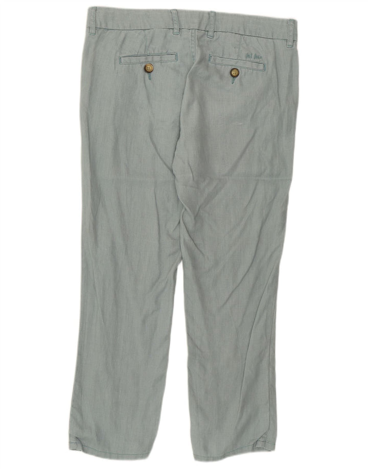 Calça feminina casual reta FAT FACE Reino Unido 10 pequena W32 L25 linho verde