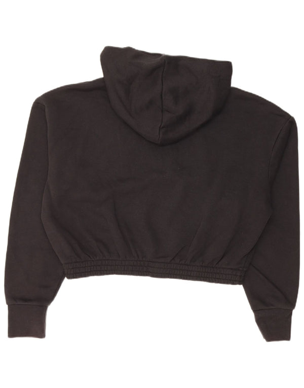 Nike Womens Crop Graphic Hoodie Jumper UK 14 Médio Algodão Preto