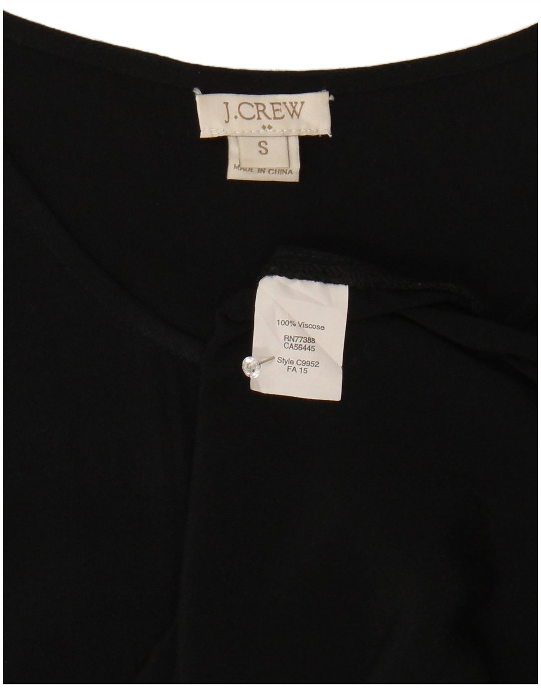 Blusa feminina de manga comprida J. CREW UK 10 pequena viscose preta