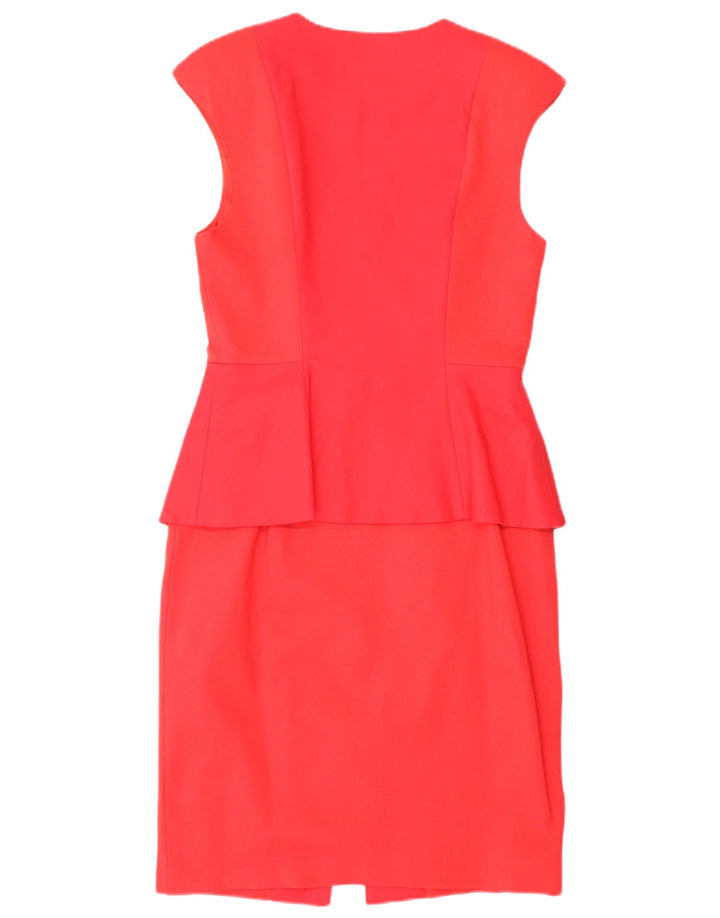 Vestido peplum feminino sem mangas Ted Baker tamanho 2 pequeno algodão vermelho