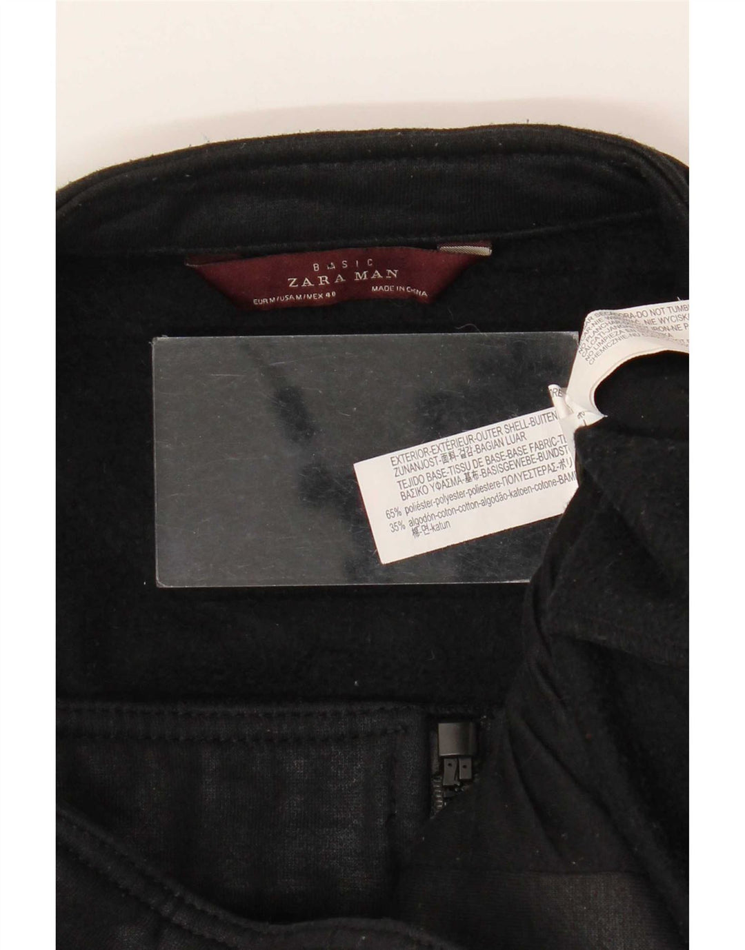 Jaqueta bomber masculina Zara UK 38 poliéster preto médio
