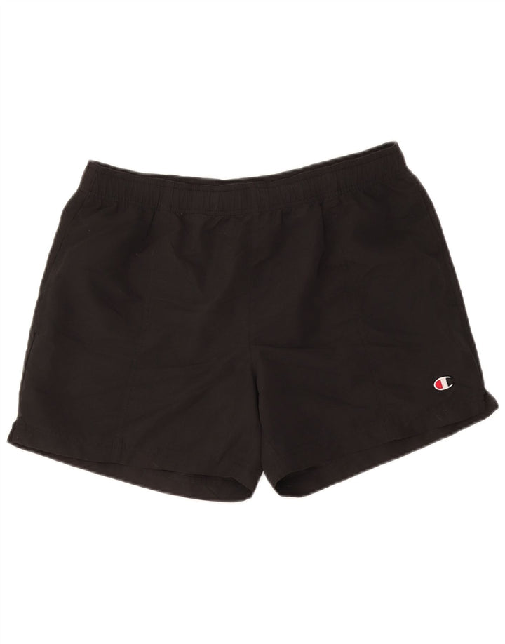 Shorts esportivos masculinos Champion grande poliéster preto
