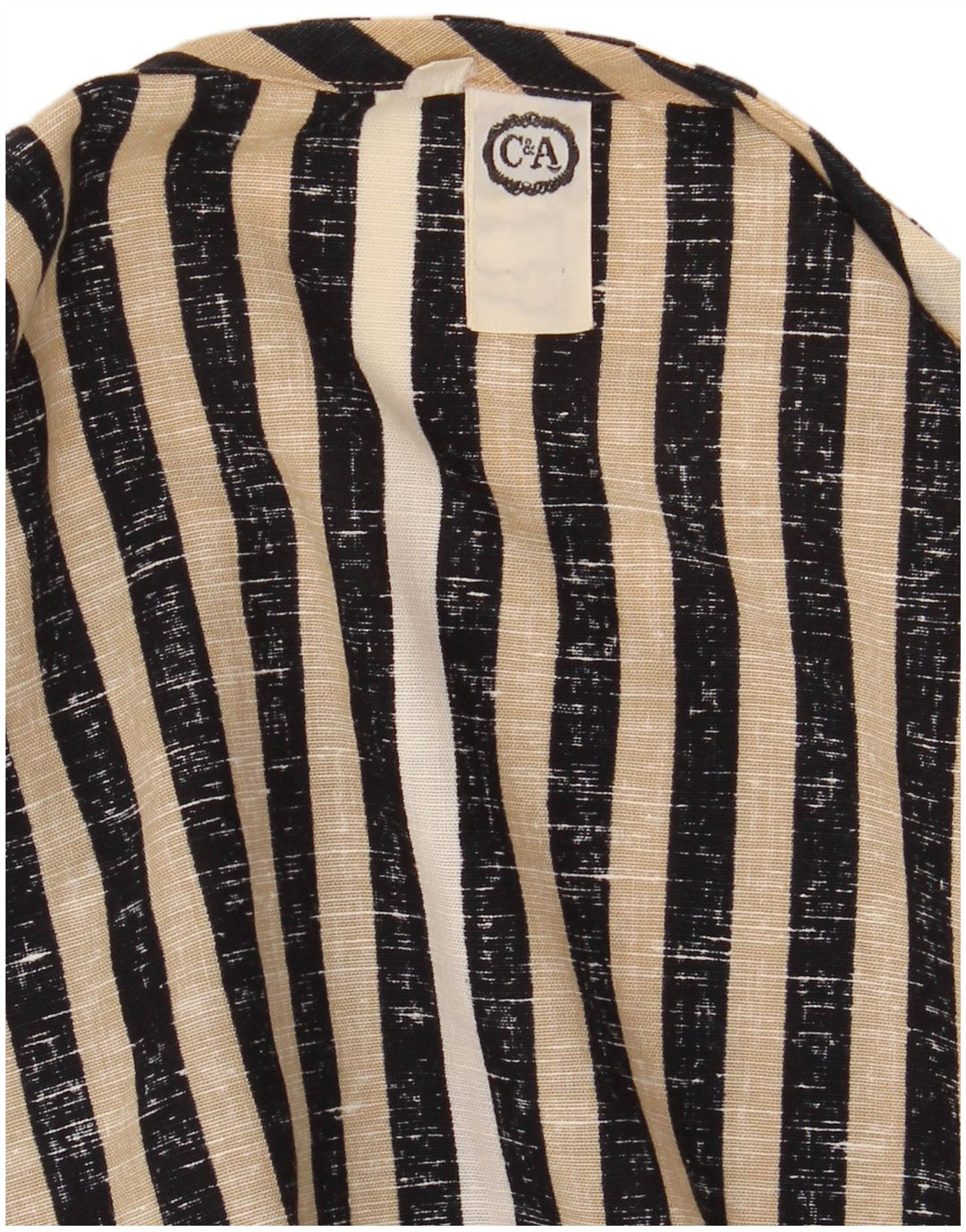 C&A Blusa Crop Feminina Top EU 42 Grande Algodão Listrado Preto