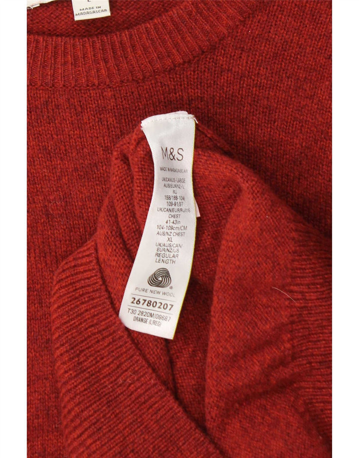 Suéter masculino Marks & Spencer com gola canoa grande de lã laranja
