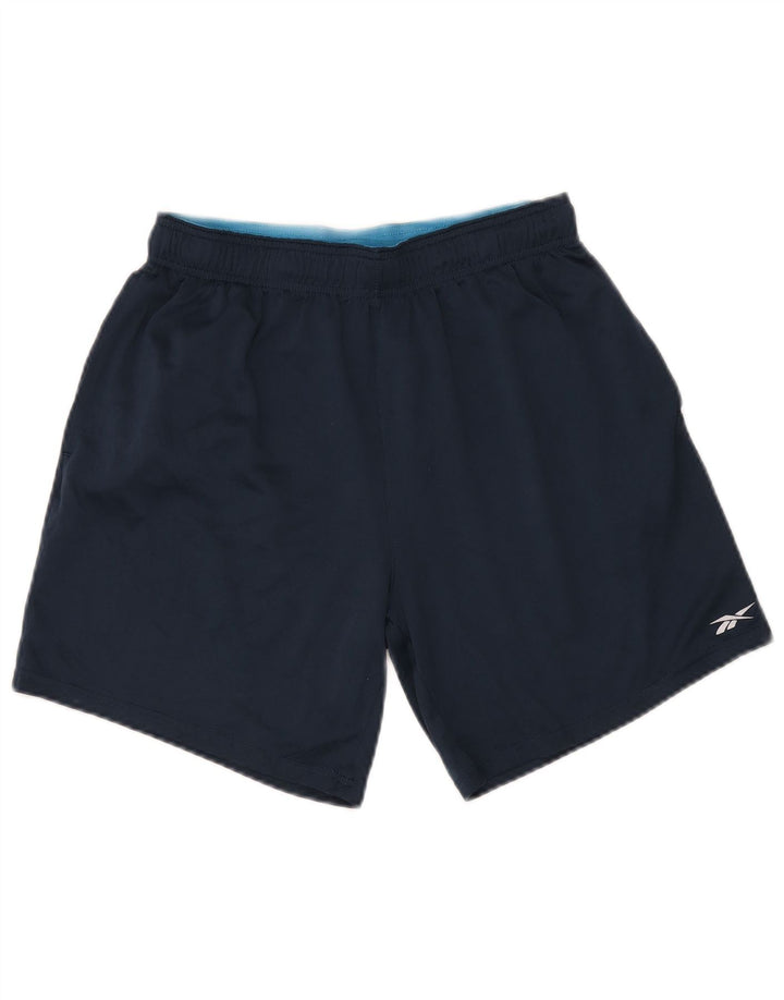 Shorts esportivos masculinos Reebok médio azul marinho poliéster
