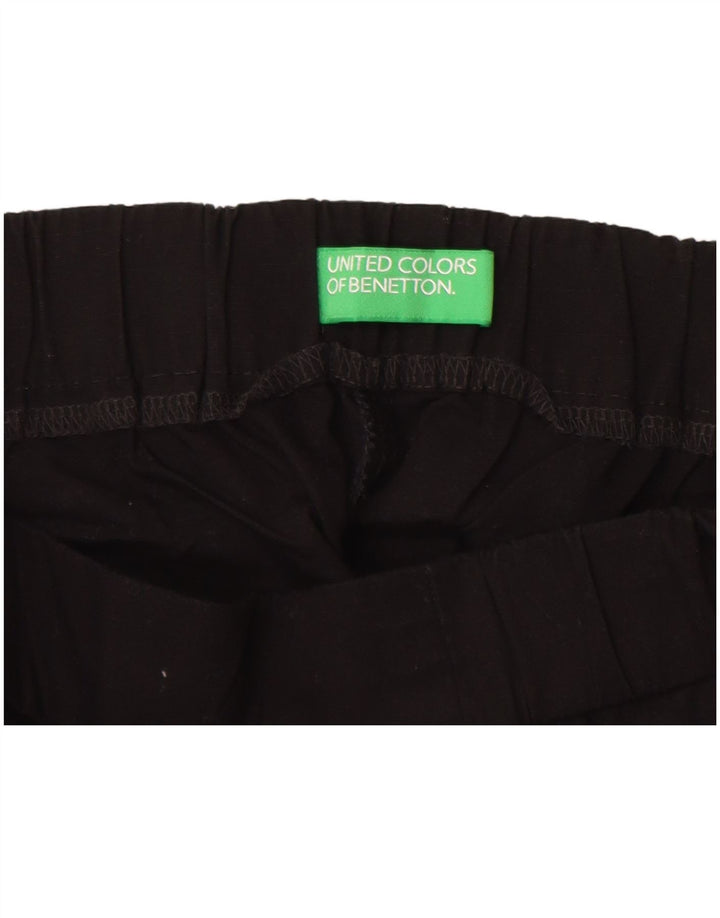 Calça chino feminina BENETTON com perna larga pequena W26 L29 algodão preto