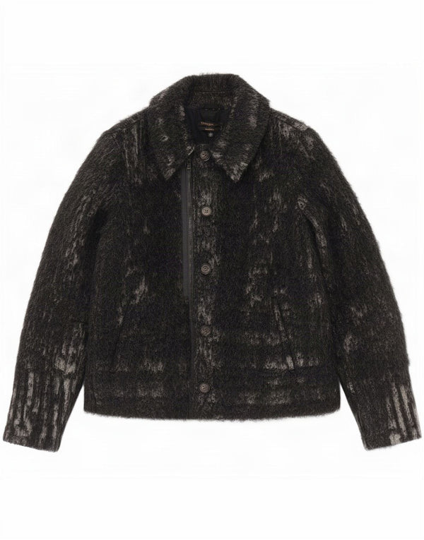 Jaqueta bomber feminina Diesel Oversized UK 6 XS cinza manchada de lã
