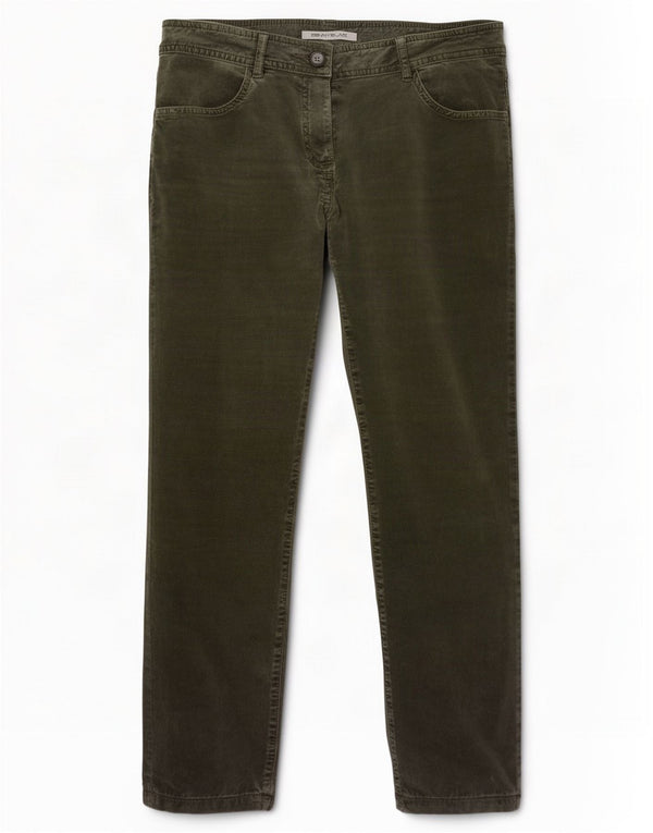 Calça feminina reta de veludo cotelê Penny Black IT 42 médio W28 L26 verde