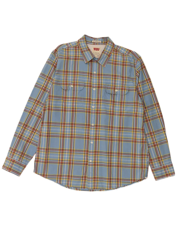Camisa Levi's Masculina Slim Fit XL Azul Xadrez Algodão