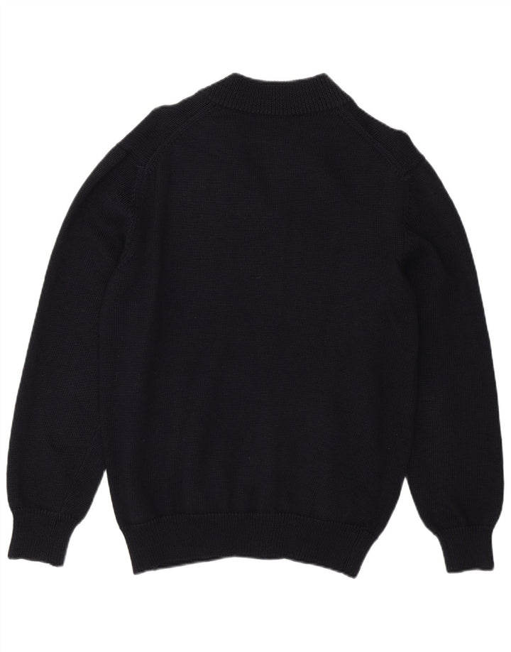 Suéter cardigã masculino ERMENEGILDO ZEGNA UK 36 pequeno azul marinho lã virgem