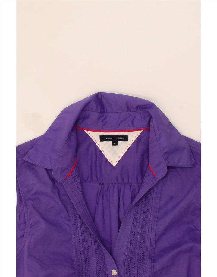 TOMMY HILFIGER Womens Sleeveless Shirt US 12 Large Purple Cotton Vintage Tommy Hilfiger and Second-Hand Tommy Hilfiger from Messina Hembry 