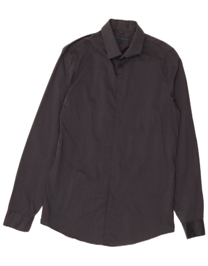 Camisa masculina Trussardi tamanho 41 algodão listrado preto médio