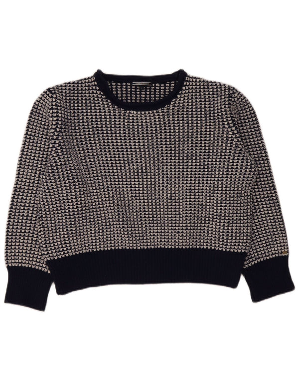 Tommy Hilfiger Suéter feminino com gola canoa Reino Unido 14 grande azul marinho