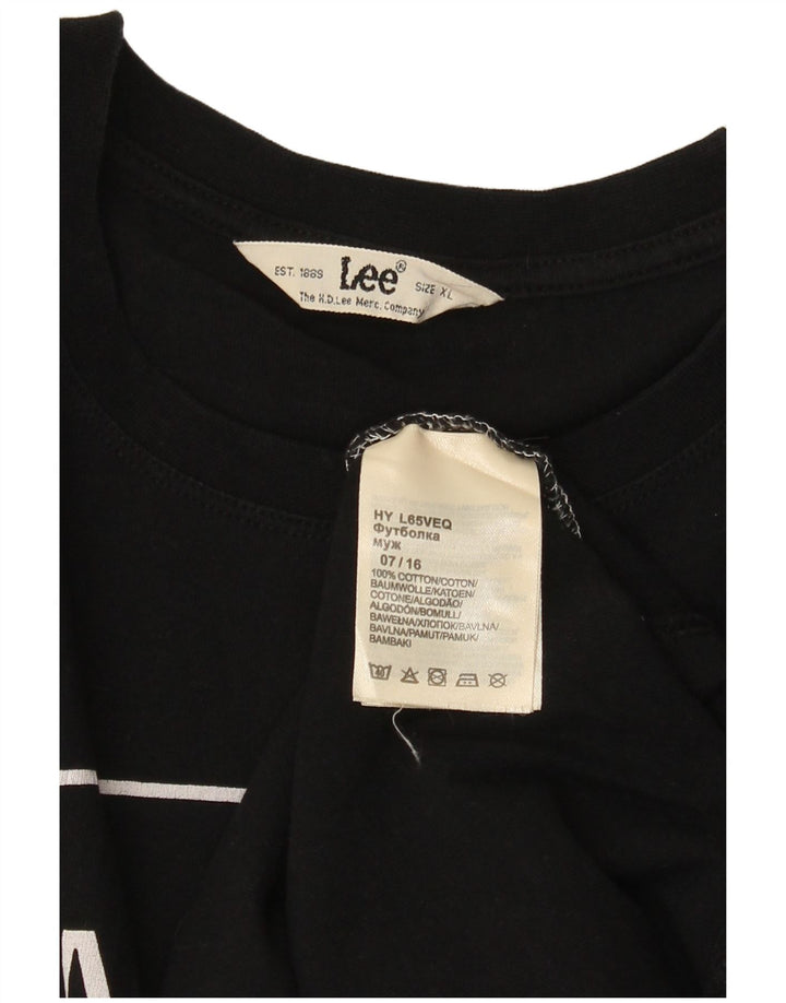LEE Camiseta masculina gráfica de manga comprida XL algodão preto