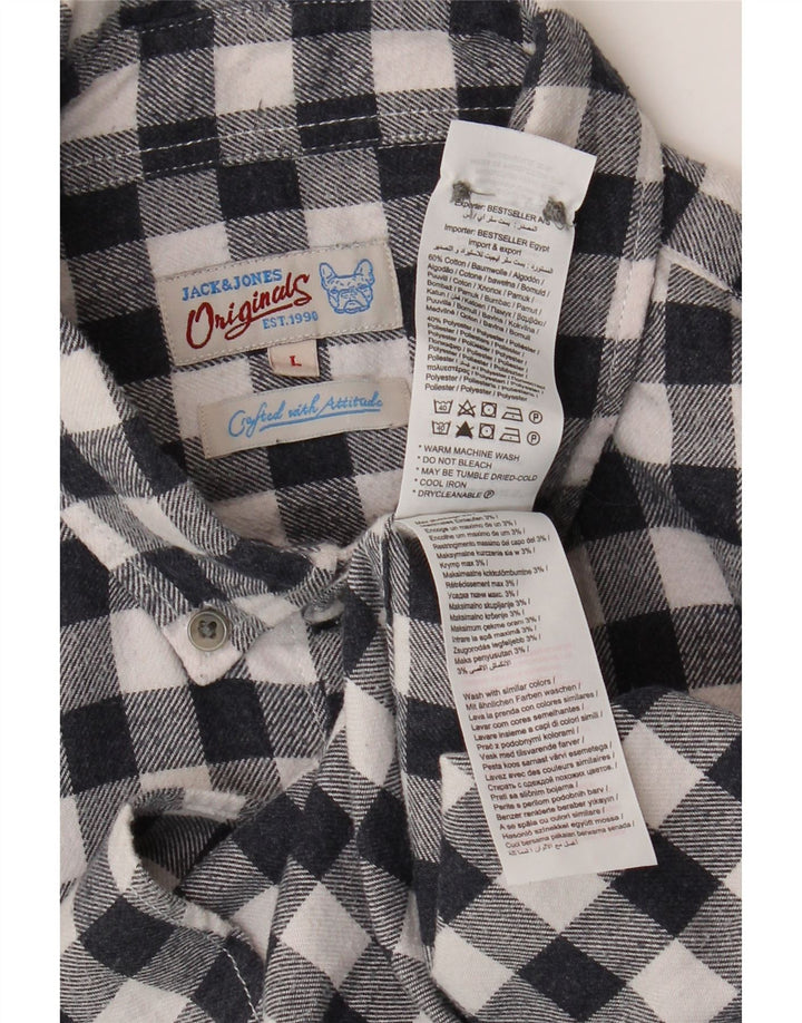 Camisa masculina de flanela Jack & Jones grande algodão guingão azul marinho
