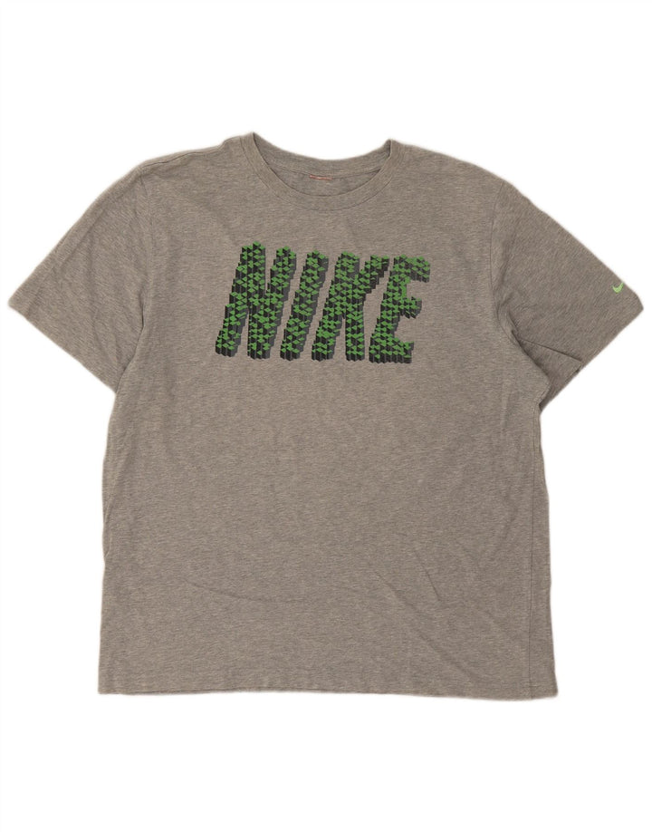 Camiseta Nike masculina gráfica grande cinza manchada