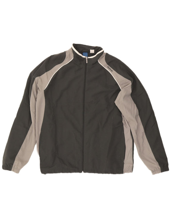 Reebok Mens Tracksuit Top Jacket Grande Preto Colorblock Poliéster