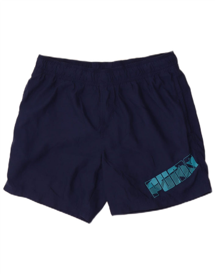 Shorts esportivos masculinos Puma Graphic grandes poliéster azul marinho