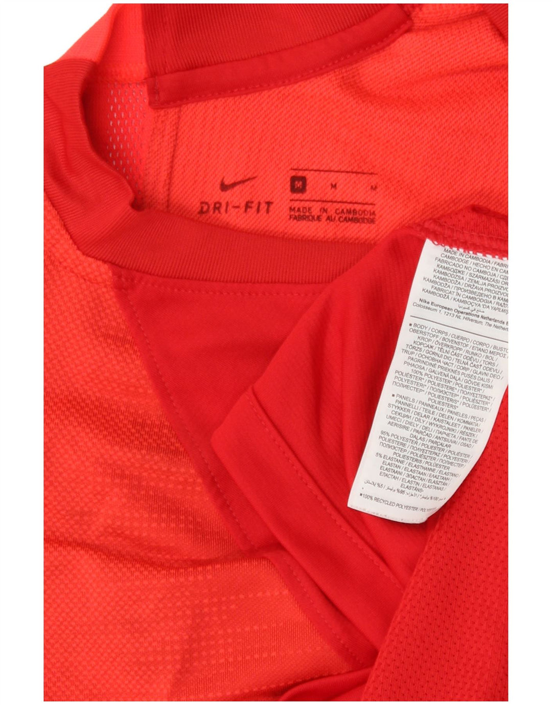 Camiseta masculina Nike Dri Fit Top médio vermelho colorblock poliéster