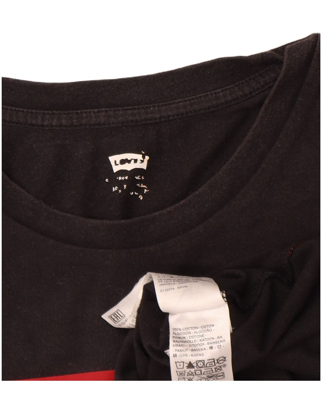Camiseta gráfica masculina Levi's Top grande de algodão preto