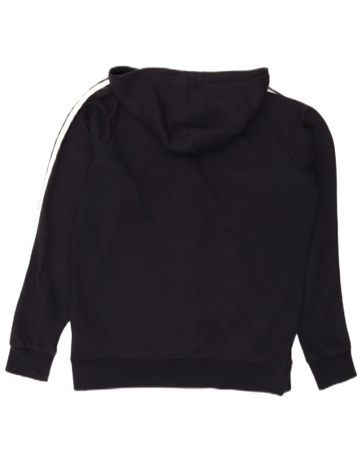 Adidas masculino zip moletom com capuz médio algodão azul marinho