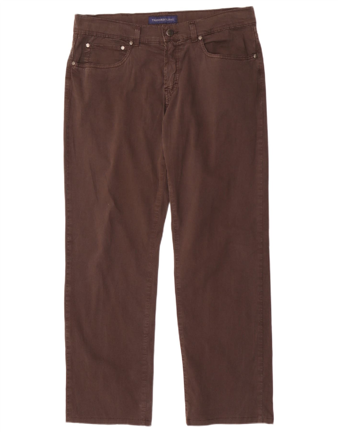 Trussardi Calça jeans reta masculina W35 L30 algodão marrom