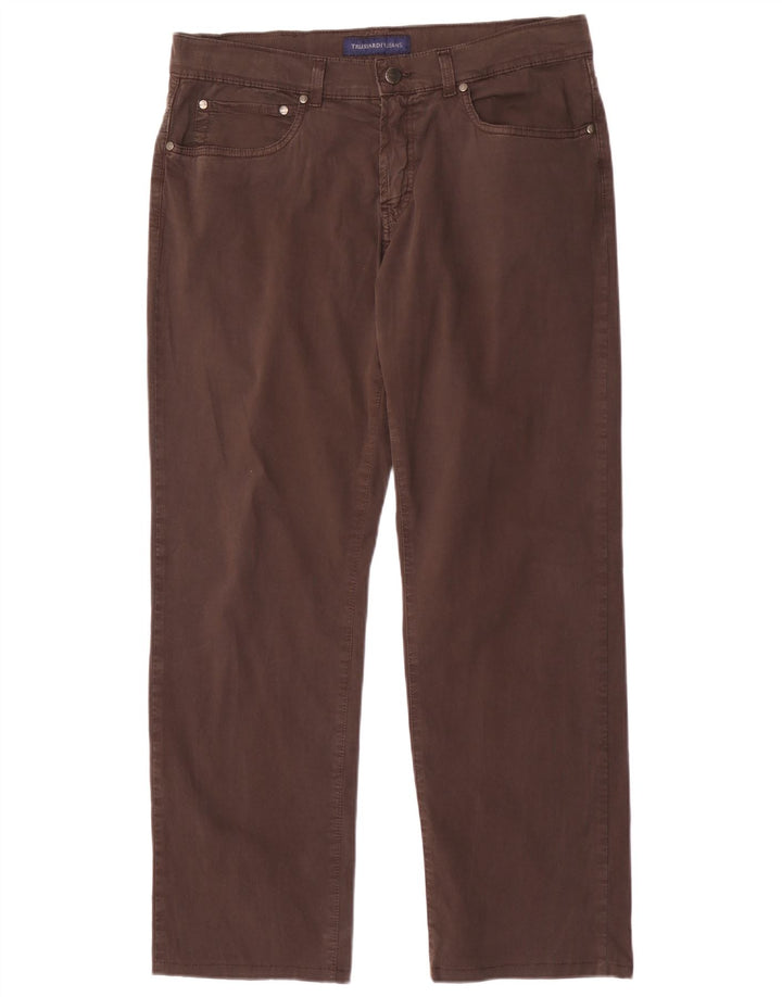 Trussardi Calça jeans reta masculina W35 L30 algodão marrom