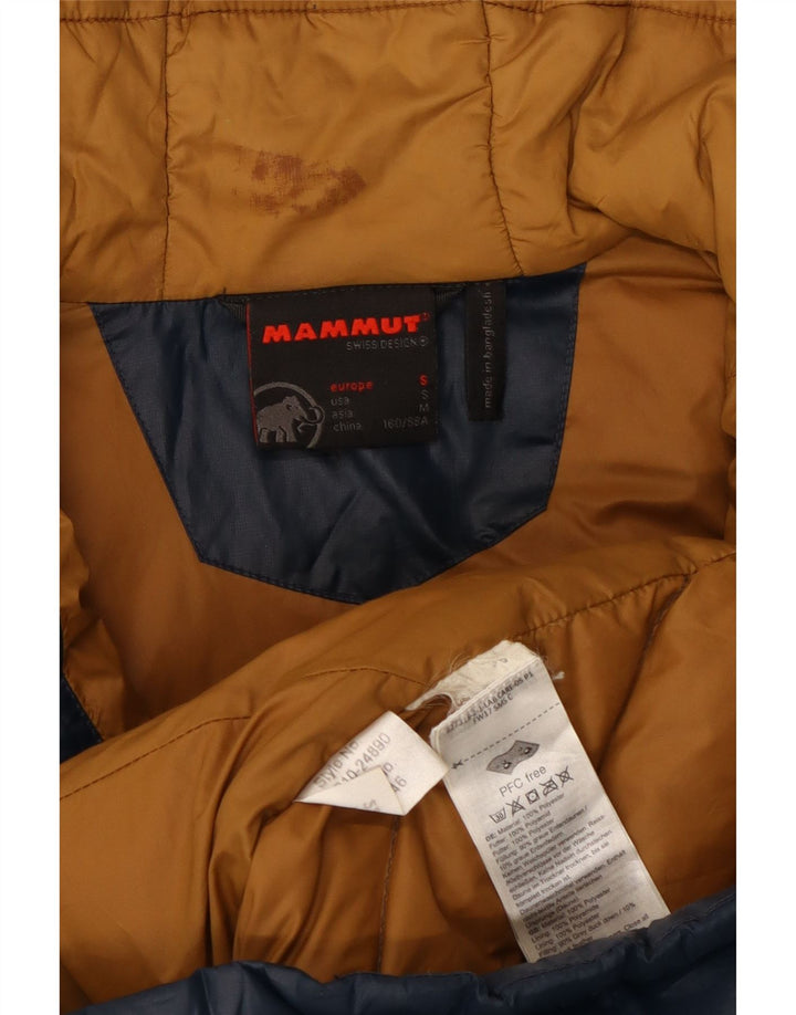 Casaco acolchoado com capuz feminino MAMMUT UK 12 poliéster azul marinho médio