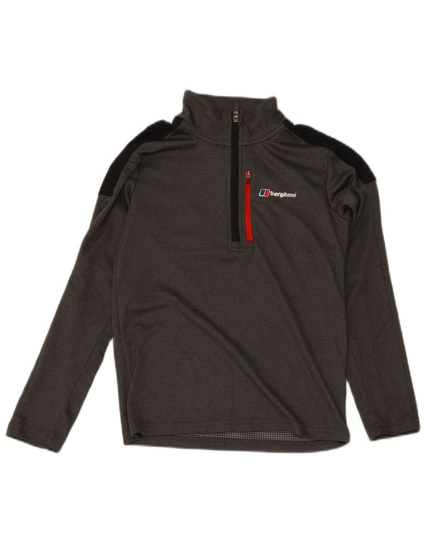 Berghaus Meninos pulôver com zíper e gola em moletom 11-12 anos cinza bloco colorido