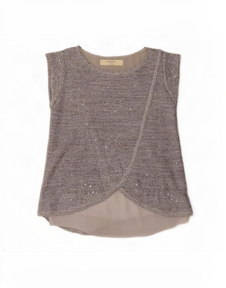 Blusa feminina Zara UK 10 pequena cinza manchada