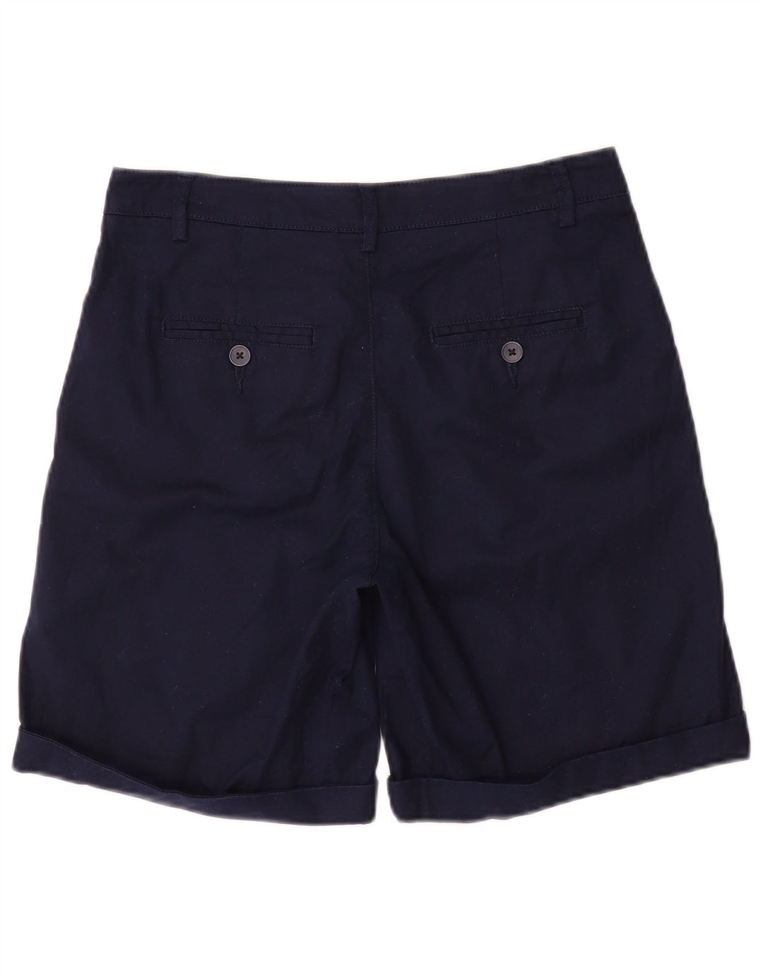 Shorts Chino feminino BENETTON Reino Unido 8 pequeno W28 algodão azul marinho