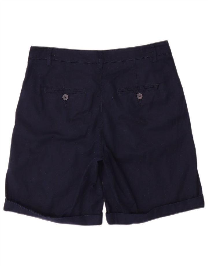 Shorts Chino feminino BENETTON Reino Unido 8 pequeno W28 algodão azul marinho