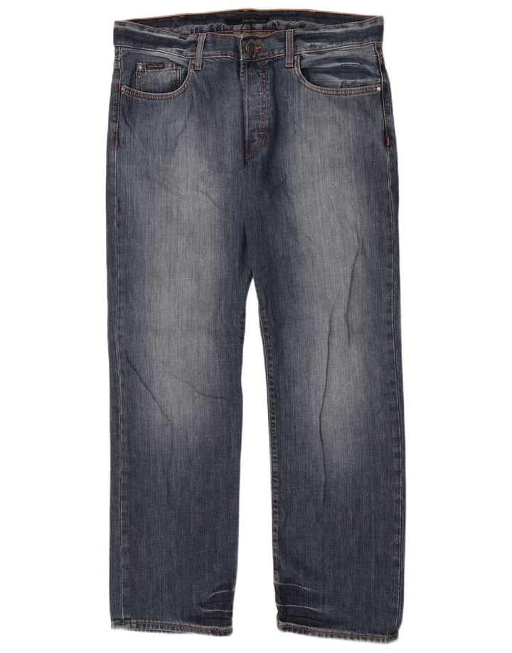 Calça jeans reta masculina Calvin Klein W36 L32 algodão azul